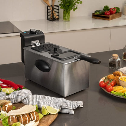 Freidora Eléctrica Cleanfry 3000. 2180 W, 3 Litros, Acero Inoxidable, Filtro Oilclean Que Mantiene El Aceite Limpio, Tapa Con Ventana De Visión Y Fi_2