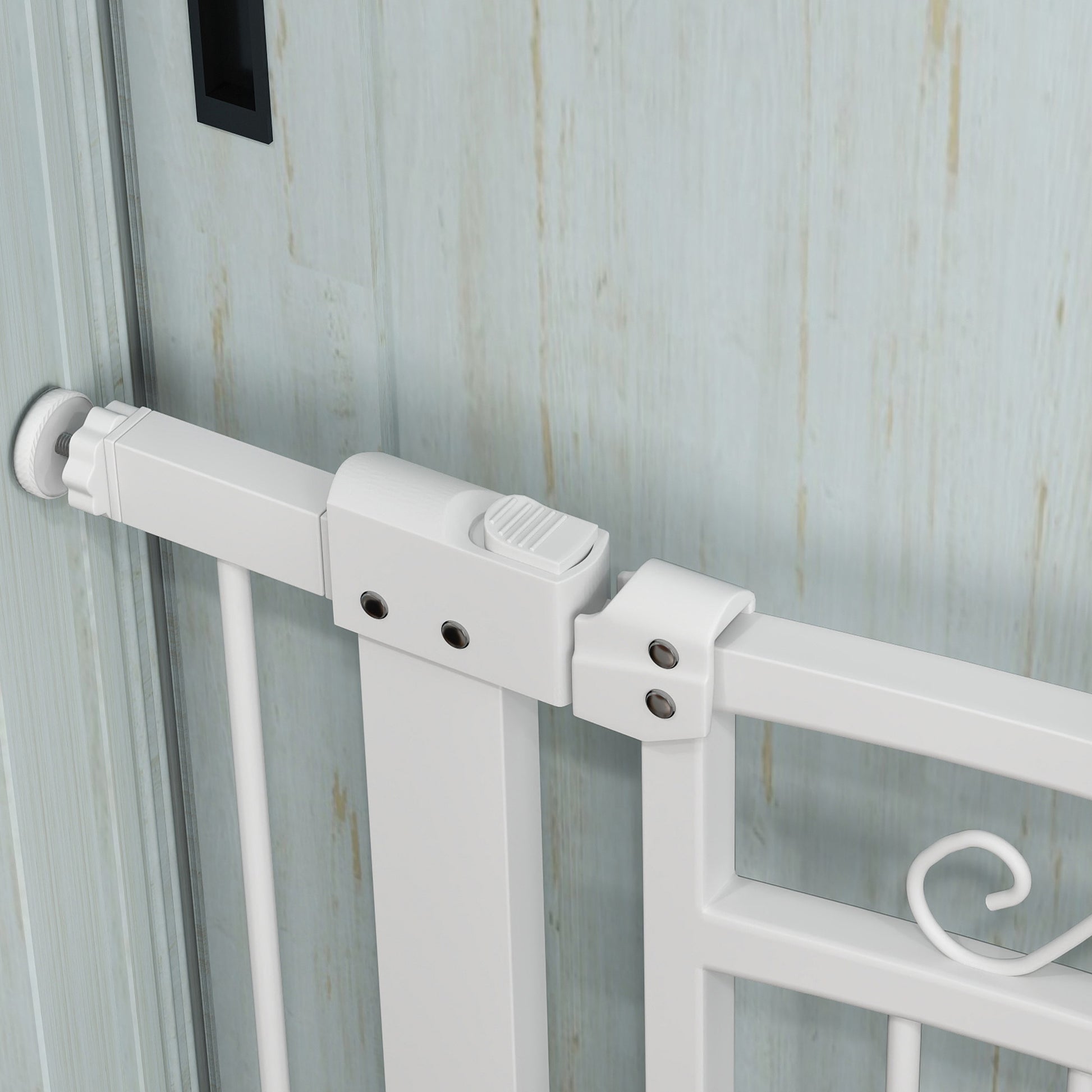 Pawhut Barrera Para Perros Con Ancho Ajustable 76-104 Cm 2 Extensiones Blanco_3