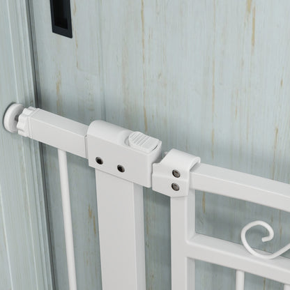 Pawhut Barrera Para Perros Con Ancho Ajustable 76-104 Cm 2 Extensiones Blanco_3