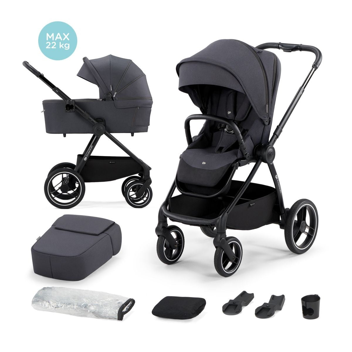Carrito De Bebé Nea Dos Piezas Capazo Duro Hasta 22 Kg Deep Grey_0