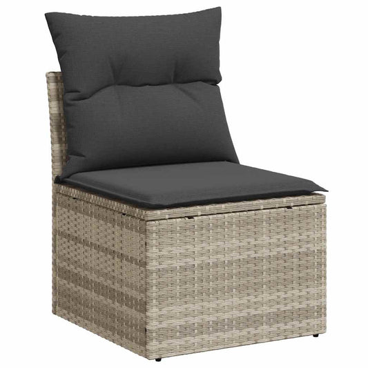 Set Sofás Jardín 10 Pzas Con Cojines Ratán Sintético Gris Claro / Vetonek_0