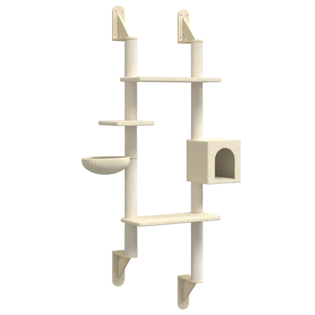 Vidaxl Árbol Rascador Para Gatos De Pared Crema 180 Cm_0