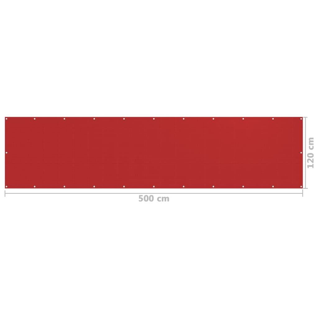 Vidaxl Toldo Para Balcón Hdpe Rojo 120x500 Cm_2