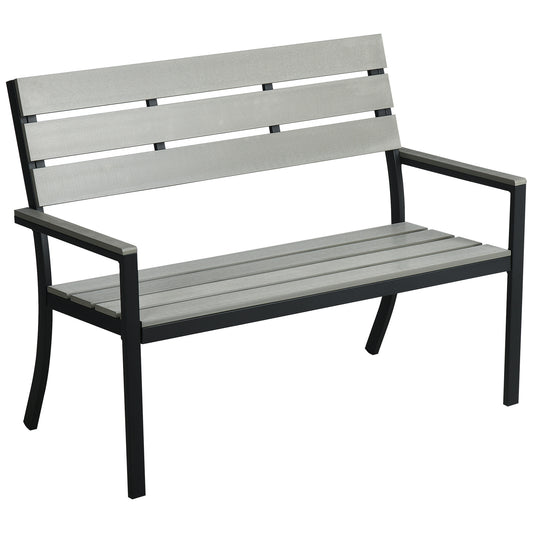 Outsunny Banco De Jardín De 2 Plazas De Plástico Con Marco De Acero 122x65x92 Cm_0