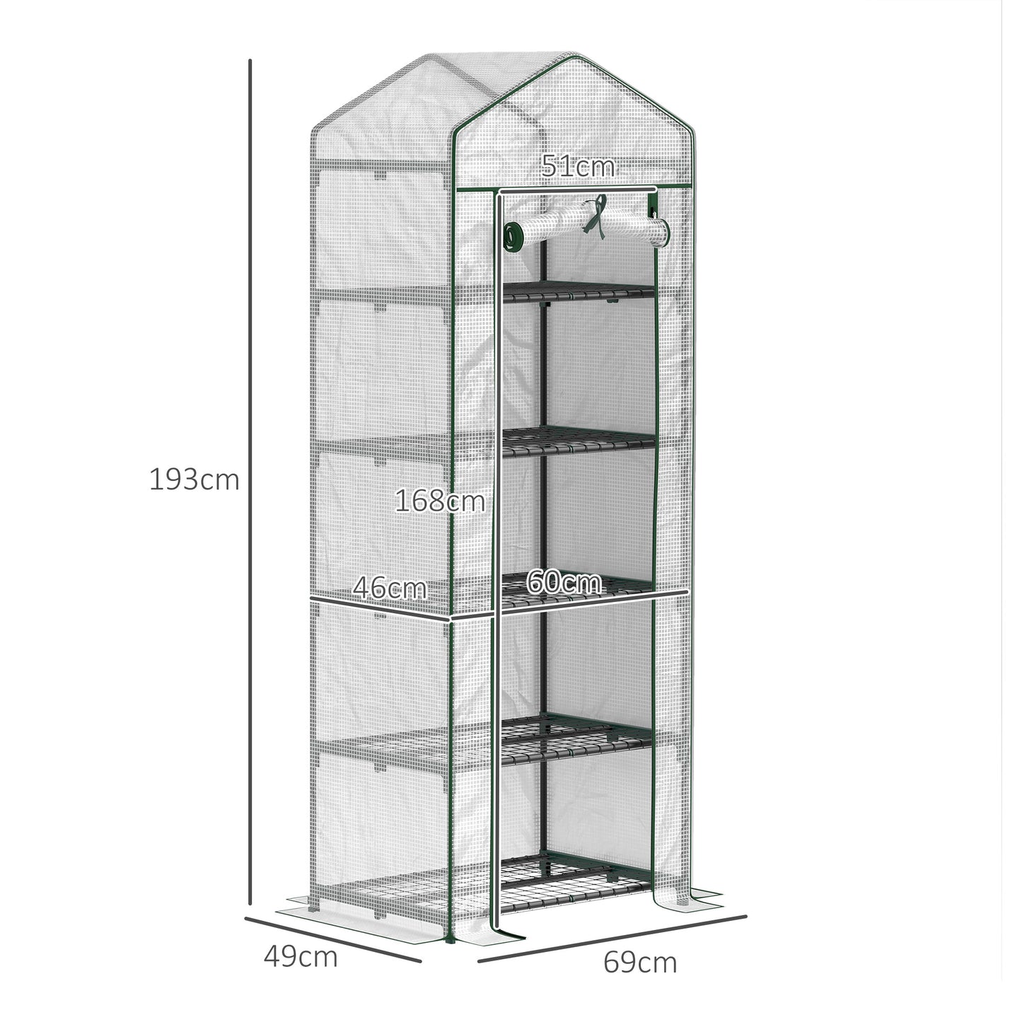 Outsunny Invernadero Pequeño Con Estantes De 5 Niveles 69x49x193 Cm Transparente_2
