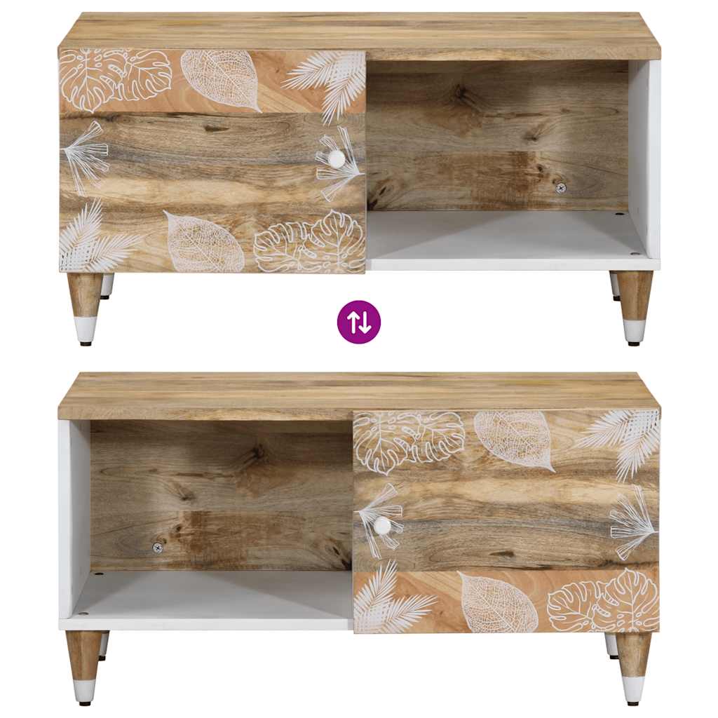 Mesa De Centro De Madera Maciza De Mango 80x50x40 Cm_4