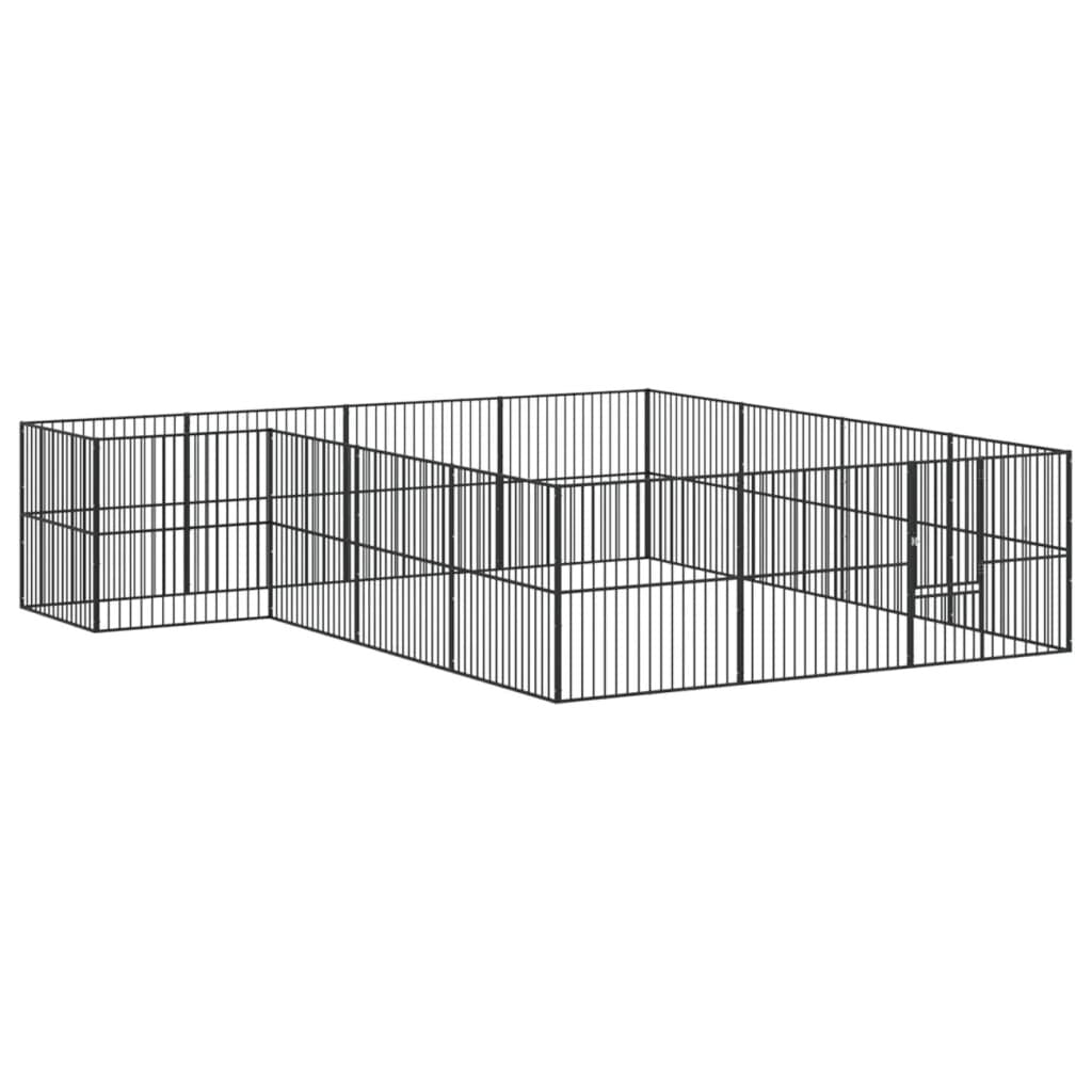 Vidaxl Corralito Para Perros Con 16 Paneles Acero Galvanizado Negro_0