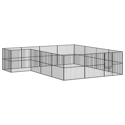 Vidaxl Corralito Para Perros Con 16 Paneles Acero Galvanizado Negro_0