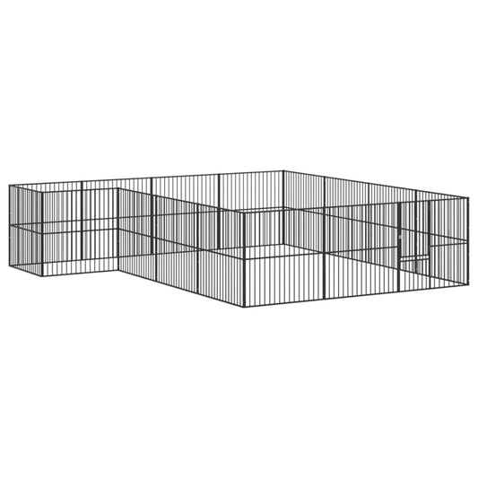 Vidaxl Corralito Para Perros Con 16 Paneles Acero Galvanizado Negro_0
