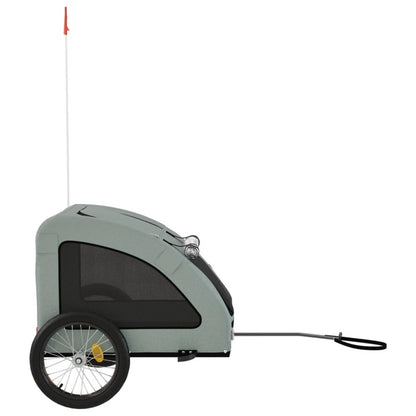 Vidaxl Remolque De Bicicleta Mascotas Hierro Tela Oxford Gris_5