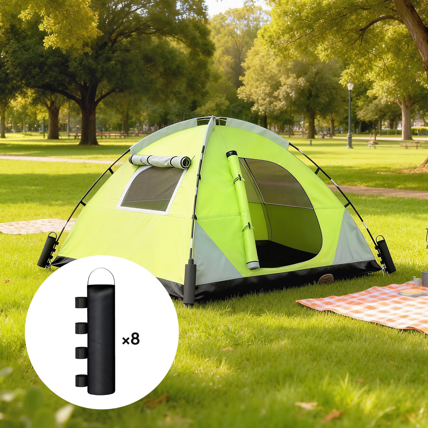 Outsunny Pack 8 Pesos De Tela Oxford Para Carpas Cenador Pabellón Negro_4