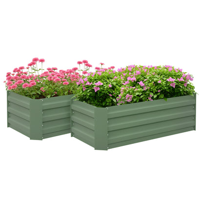 Outsunny Juego De 2 Jardineras Exterior Grandes De Acero Galvanizado_0