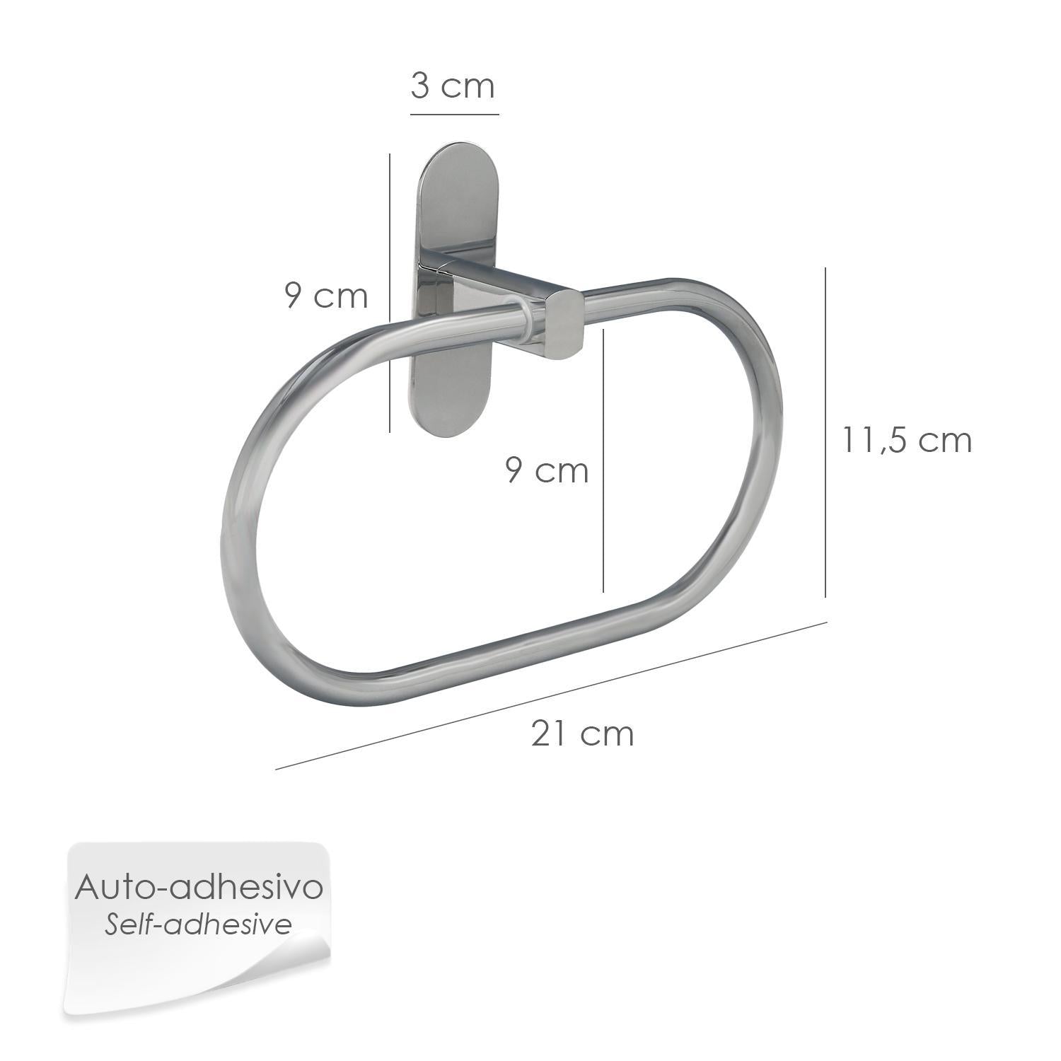 Toallero Forma Anilla Color Inox Con Efecto Espejo, Autoadhesivo Resistente, Porta Toallas, Toallero Adhesivo Pared / Mueble_1