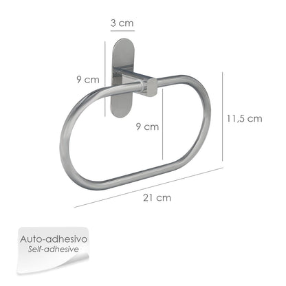 Toallero Forma Anilla Color Inox Con Efecto Espejo, Autoadhesivo Resistente, Porta Toallas, Toallero Adhesivo Pared / Mueble_1