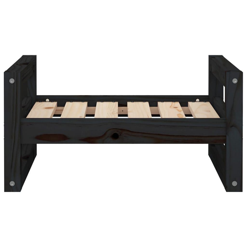 Vidaxl Cama Para Perros Madera Maciza De Pino Negro 55,5x45,5x28 Cm_4