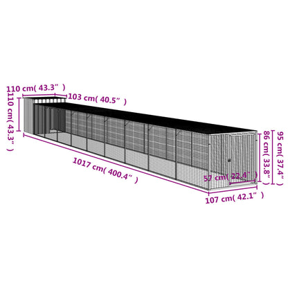 Vidaxl Gallinero Con Corral Acero Galvanizado Gris 110x1017x110 Cm_2