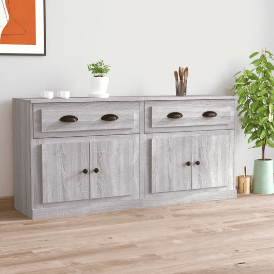 Aparadores 2 Piezas Madera Contrachapada Gris Sonoma_0