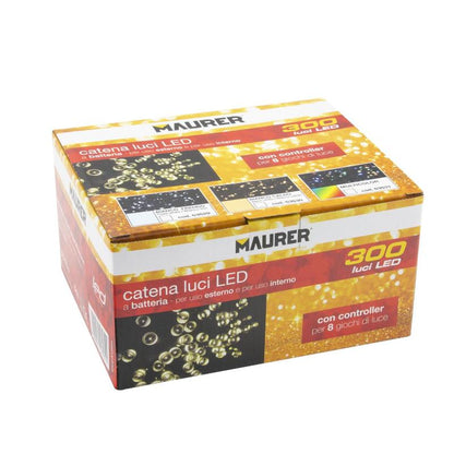 Luces Navidad A Pilas 300 Leds Luz Blanca Interior / Exterior (ip44)