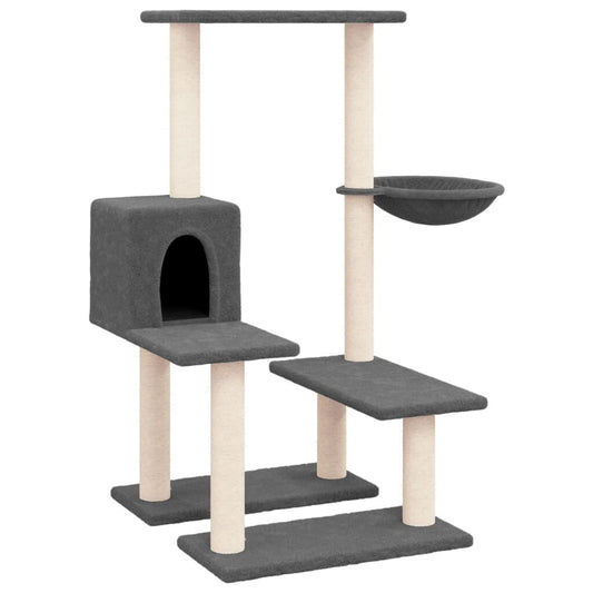 Vidaxl Rascador Para Gatos Con Postes De Sisal Gris Oscuro 94,5 Cm_0