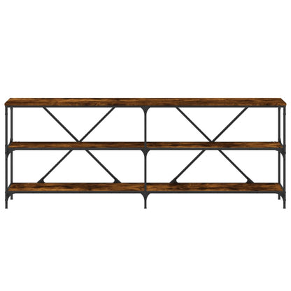 Mesa Consola Hierro Madera Ingeniería Roble Ahumado 200x30x75cm_2