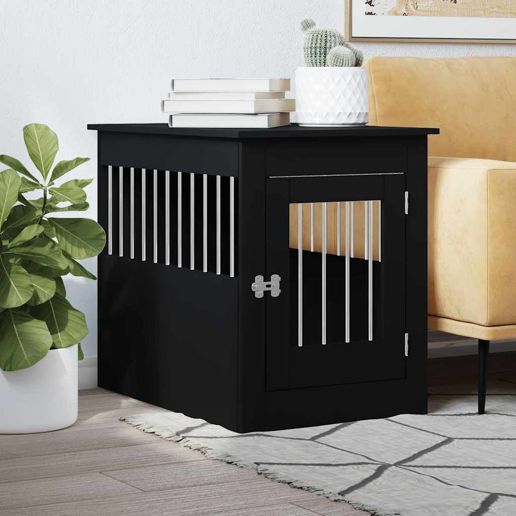 Vidaxl Jaula Para Perros Madera De Ingeniería Negro 55x80x68 Cm_1