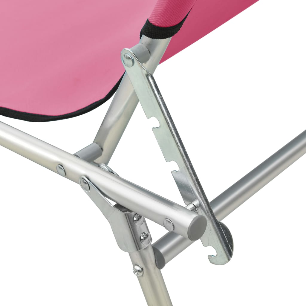 Tumbona Plegable Con Toldo De Acero Rosa Magenta_5