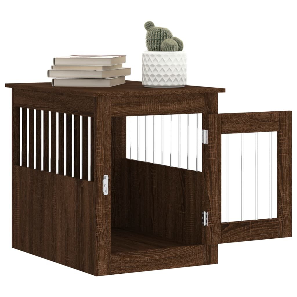 Vidaxl Jaula Para Perros Madera De Ingeniería Roble Marrón 55x75x65 Cm_4