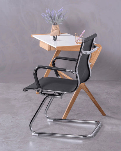 Silla Para Sala De Reuniones Con Respaldo Bajo En Malla De Fibra Transpirable - Alu_1