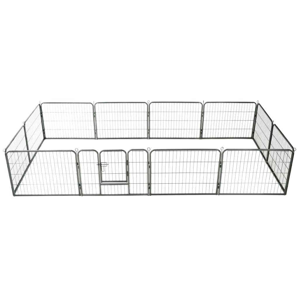 Vidaxl Corral Para Perros 12 Paneles De Acero 80x60 Cm Negro_0