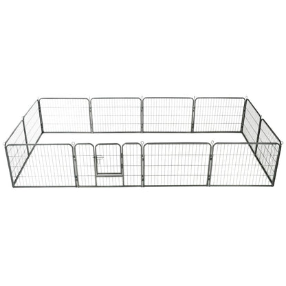 Vidaxl Corral Para Perros 12 Paneles De Acero 80x60 Cm Negro_0