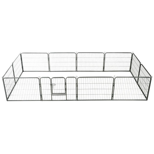 Vidaxl Corral Para Perros 12 Paneles De Acero 80x60 Cm Negro_0