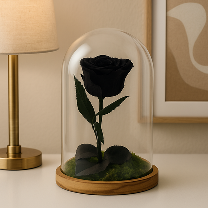 Mundo Eterno Rosa En Cúpula Negra 12x20cm