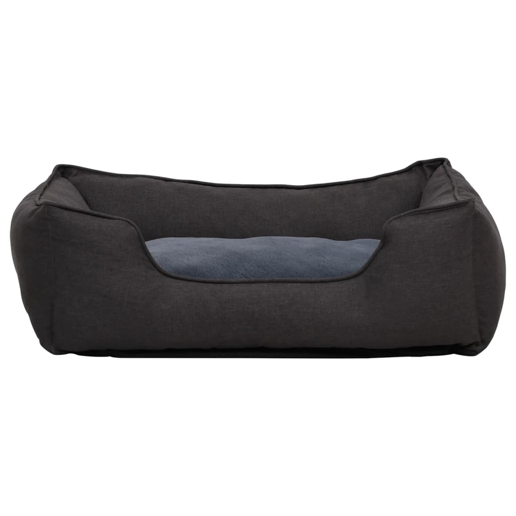 Cama De Perro De Felpa Apariencia De Lino Gris Oscuro / Vetonek_1