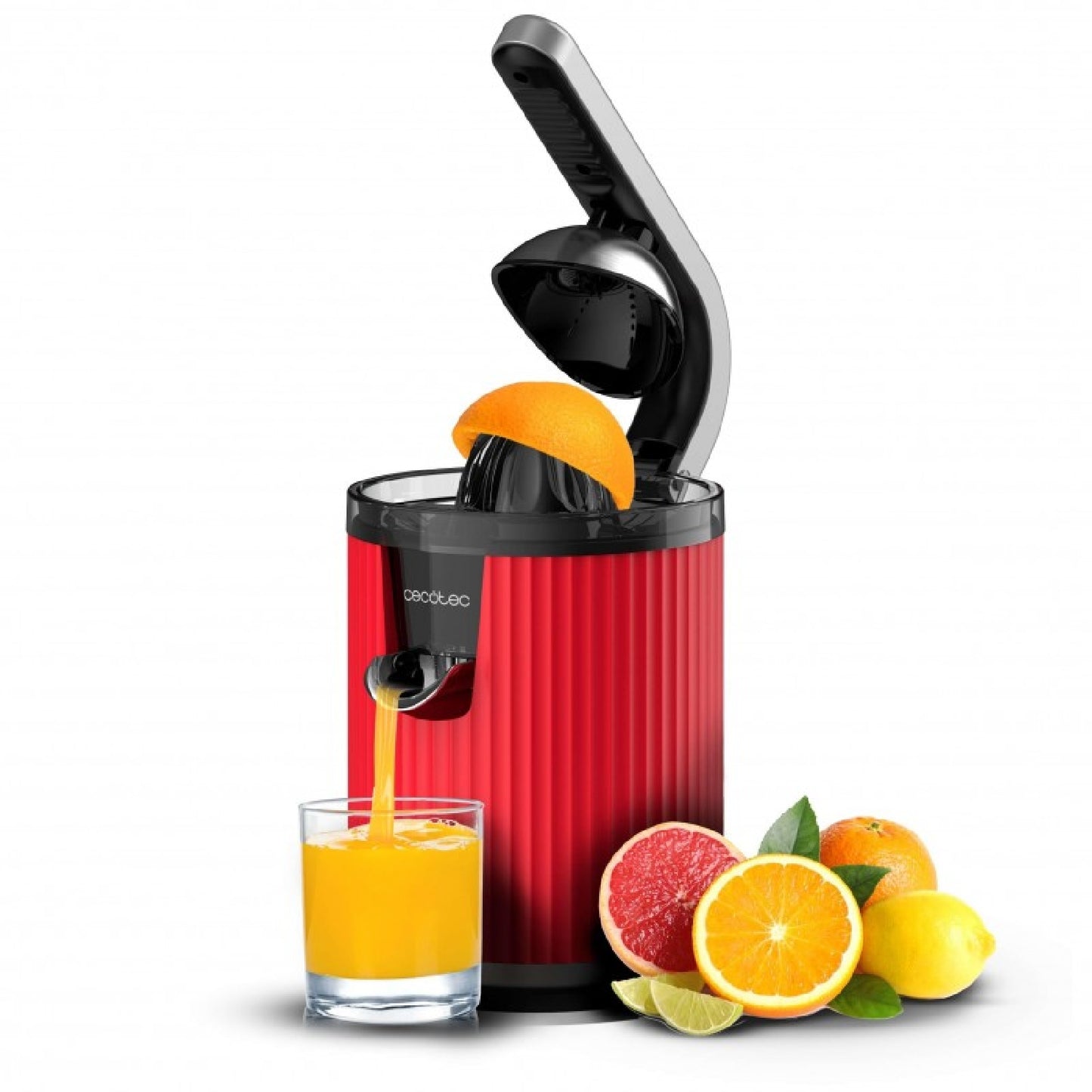 Exprimidor Eléctrico De Brazo Para Naranjas Y Cítricos Xqueeze Retrojuice 600 Red. 600w, Estilo Retro, Filtro De Acero Inoxidable, Cono De Plástico,_0