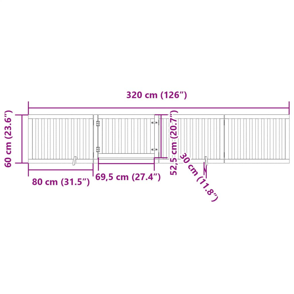 Vidaxl Puerta Para Perros Plegable 4 Paneles Madera Álamo Blanca 320cm_2