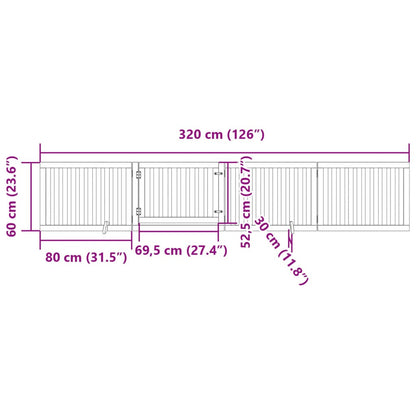 Vidaxl Puerta Para Perros Plegable 4 Paneles Madera Álamo Blanca 320cm_2