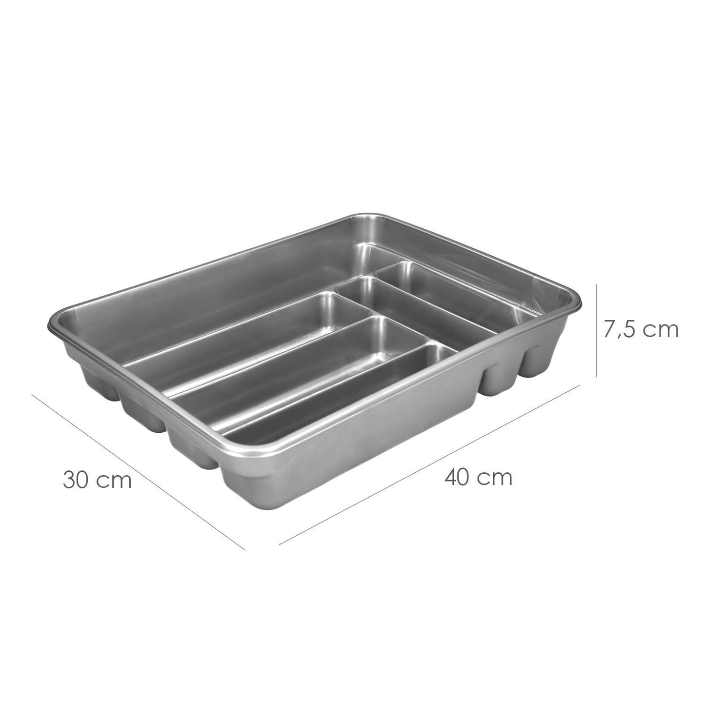 Cubertero Plastico Para Cajon. Color Plata 40x30x7 Cm._3