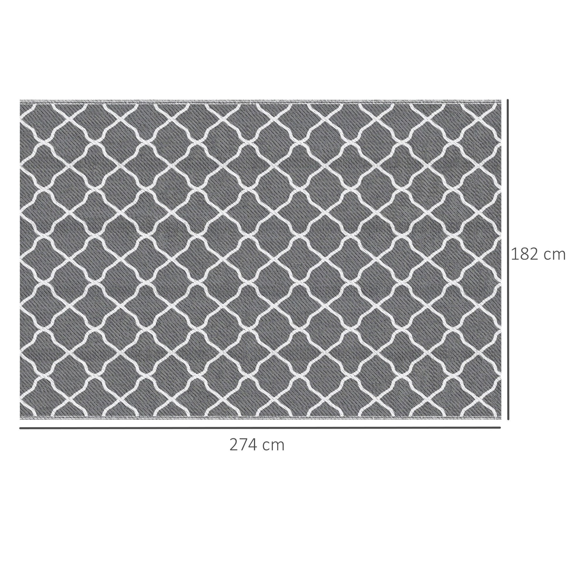 Outsunny Alfombra Exterior 182x274 Cm Reversible De Plástico Impermeable Gris_2