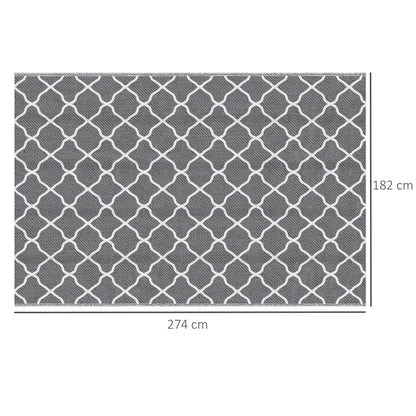 Outsunny Alfombra Exterior 182x274 Cm Reversible De Plástico Impermeable Gris_2