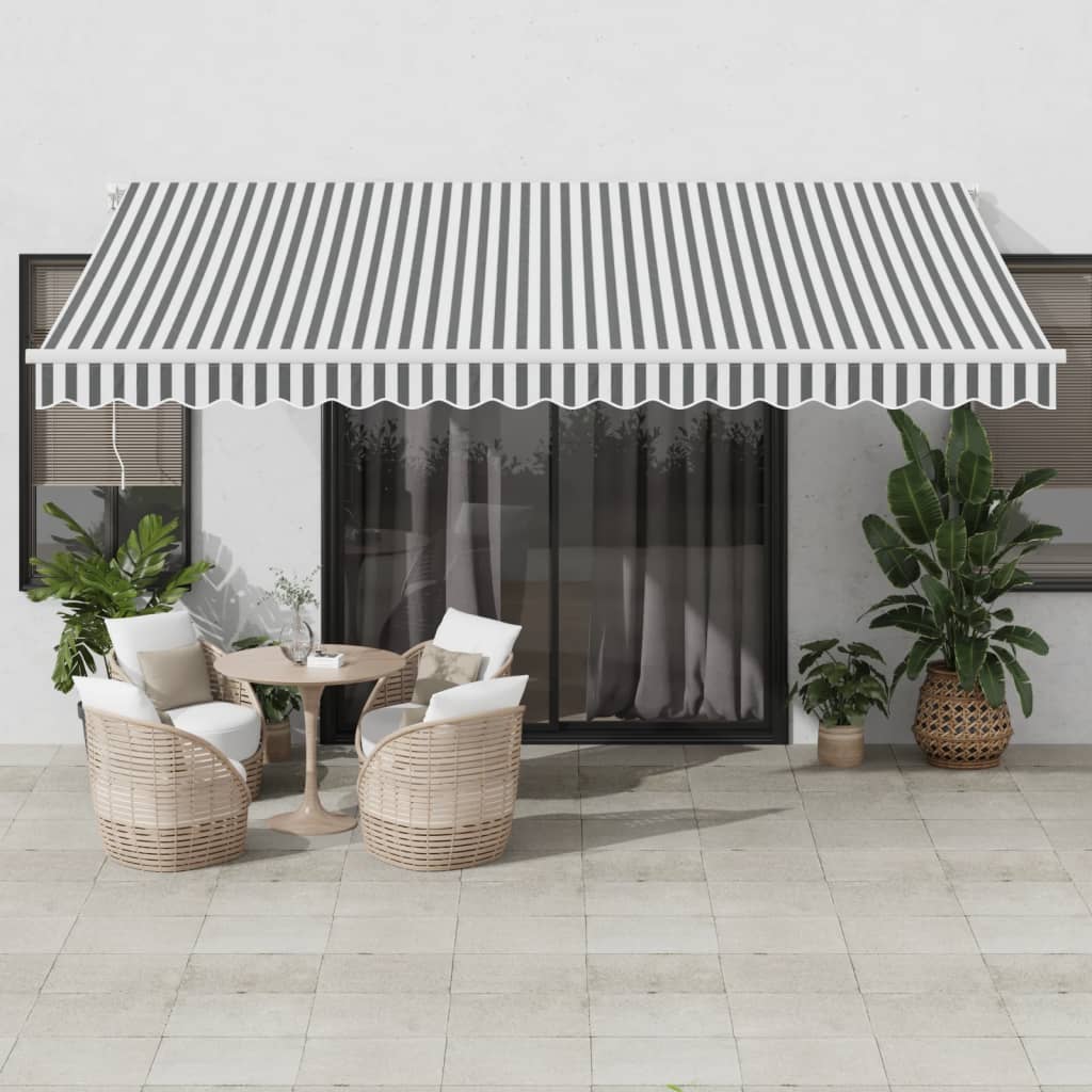 Toldo Retráctil Automático Gris Antracita Y Blanco 450x350 Cm_1