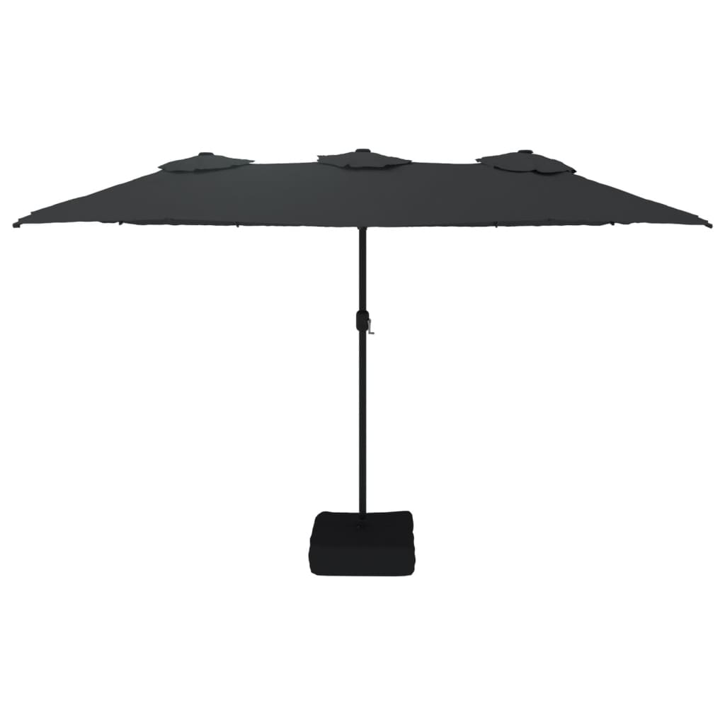 Sombrilla Doble De Jardín Con Luces Led Negro 449x245 Cm_2