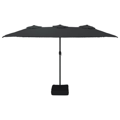 Sombrilla Doble De Jardín Con Luces Led Negro 449x245 Cm_2