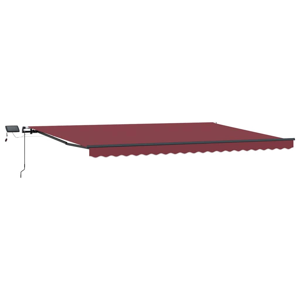 Toldo Retráctil Manual Con Luces Led Burdeos 500x300 Cm_0