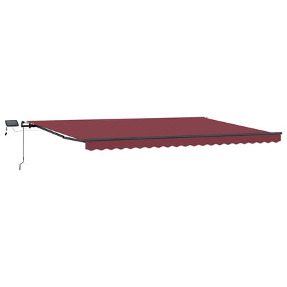 Toldo Retráctil Manual Con Luces Led Burdeos 500x300 Cm_0