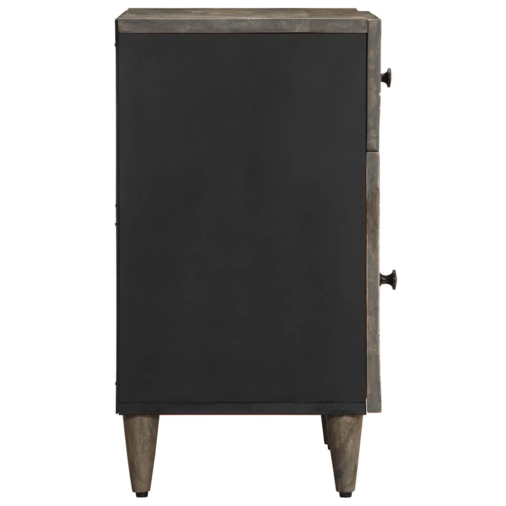 Mesita De Noche Madera Maciza De Mango Gris Claro 50x33x60 Cm_2