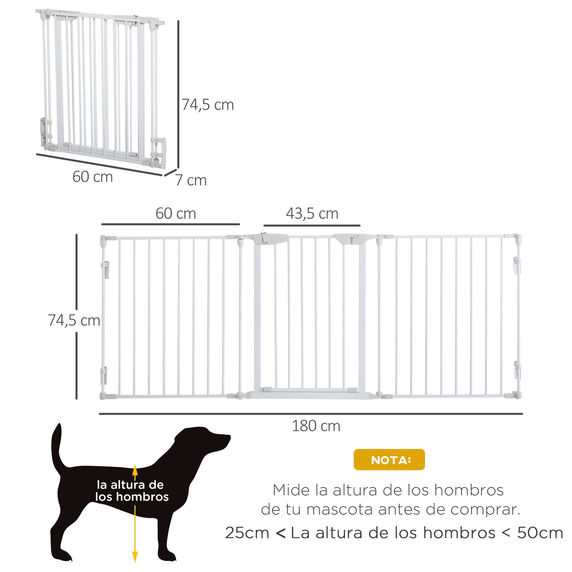 Pawhut Barrera Para Perros Plegable De 3 Paneles Con Cierre Inteligente Blanco_2