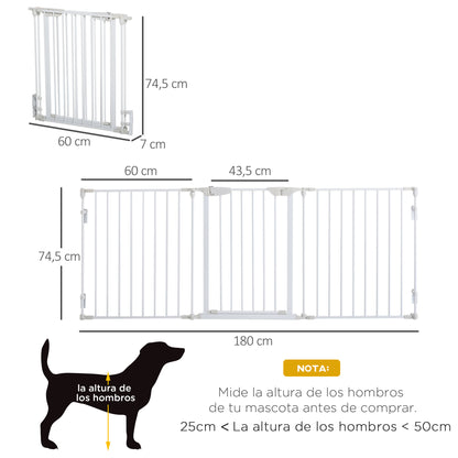 Pawhut Barrera Para Perros Plegable De 3 Paneles Con Cierre Inteligente Blanco_2