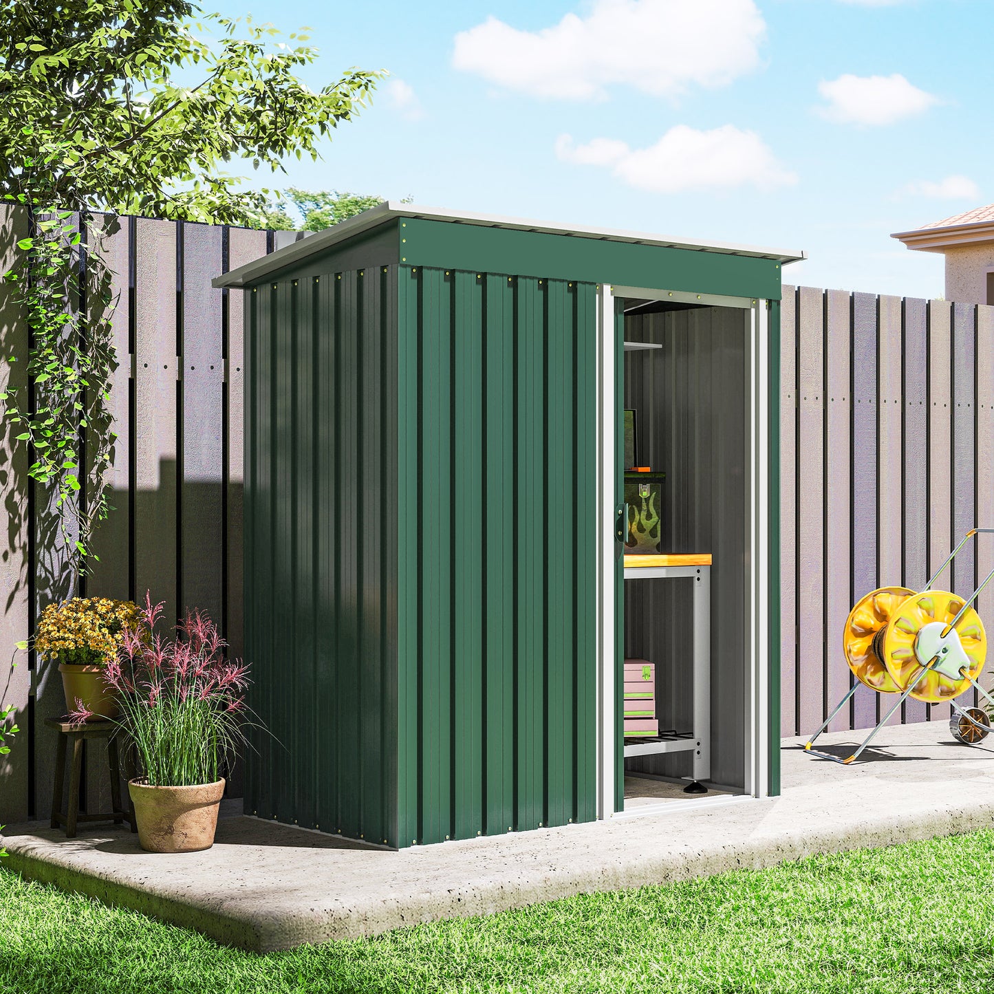 Outsunny Caseta De Jardín Exterior 1,16 M² 163x89x182 Cm Con Puerta Corredera_3