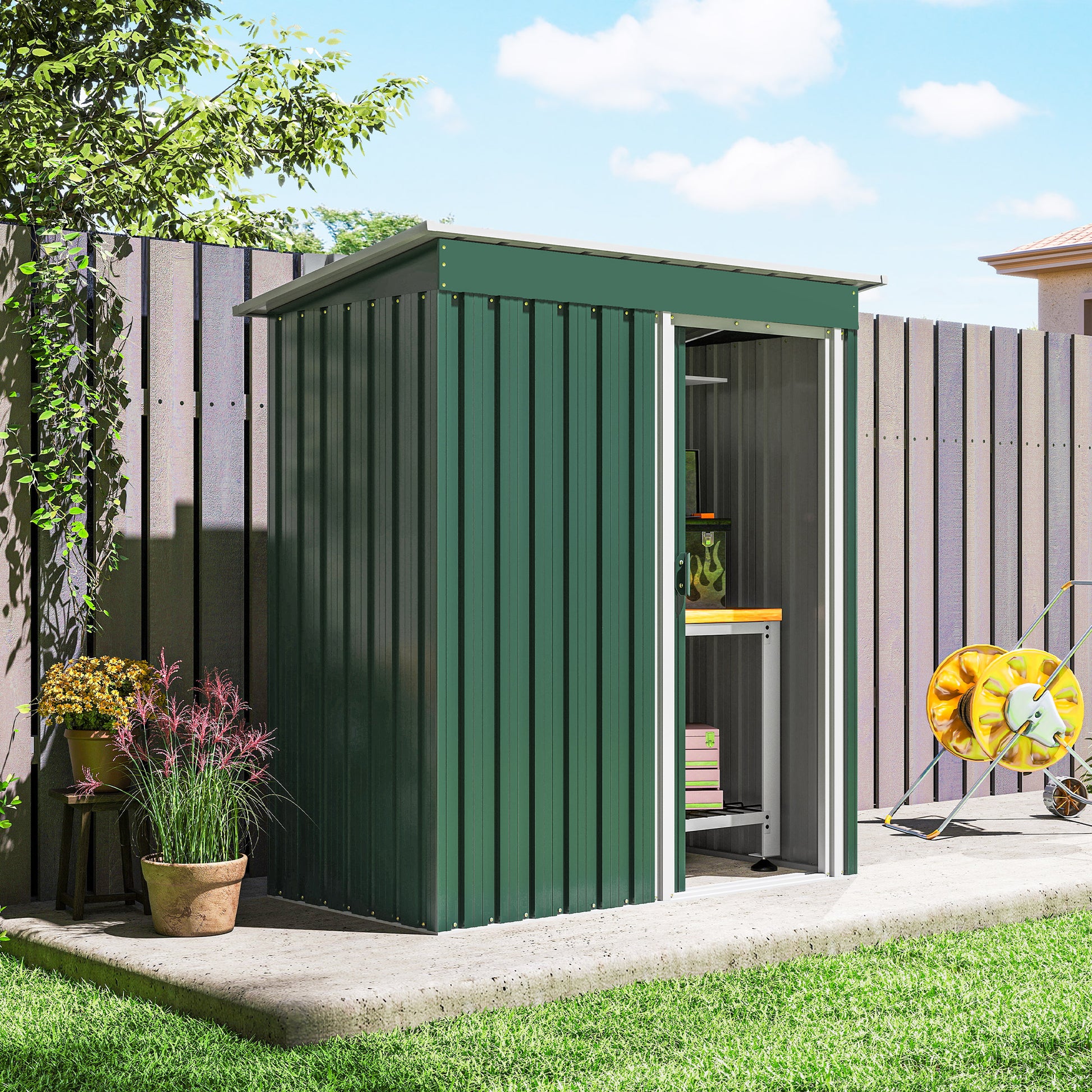 Outsunny Caseta De Jardín Exterior 1,16 M² 163x89x182 Cm Con Puerta Corredera_3