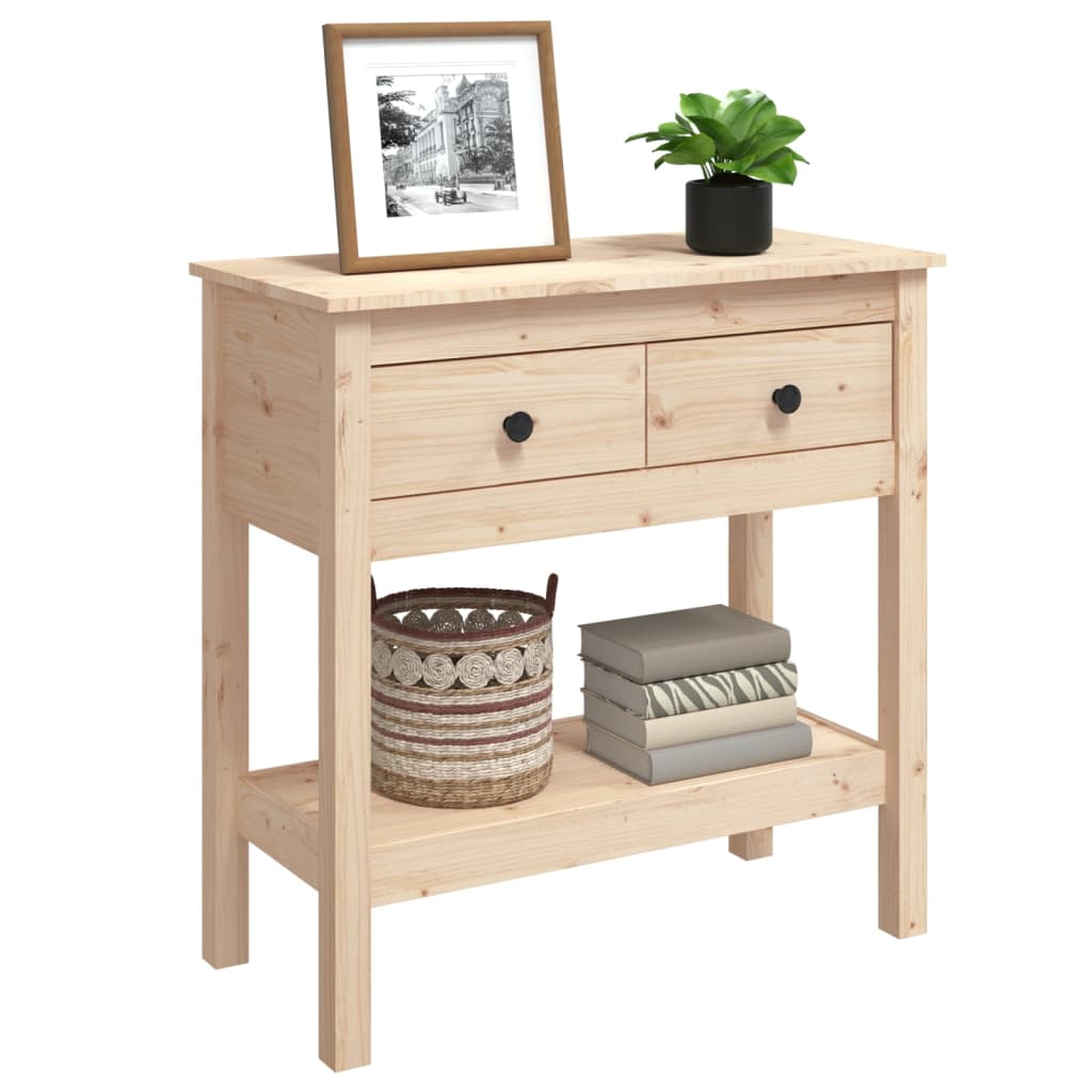 Mesa Consola Madera Maciza De Pino 75x35x75 Cm_2